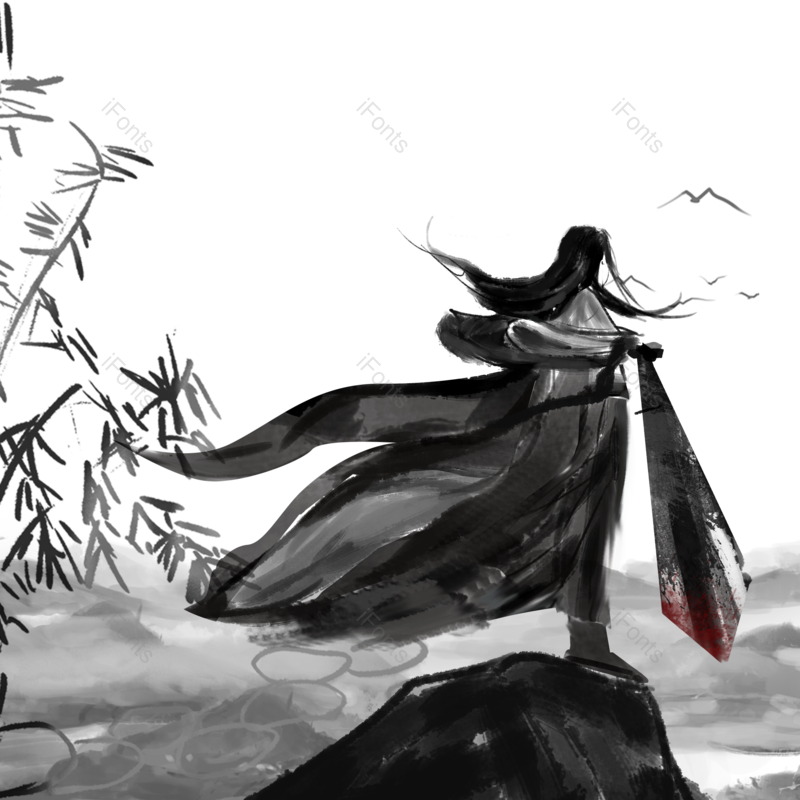 水墨图片,中国风元素,插画PNG,人物免抠素材